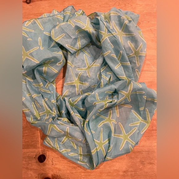 Designed in Caribbean Turquoise Sea Star Pareo bikini cover Shawl Scarf wrap OS - Picture 6 of 9